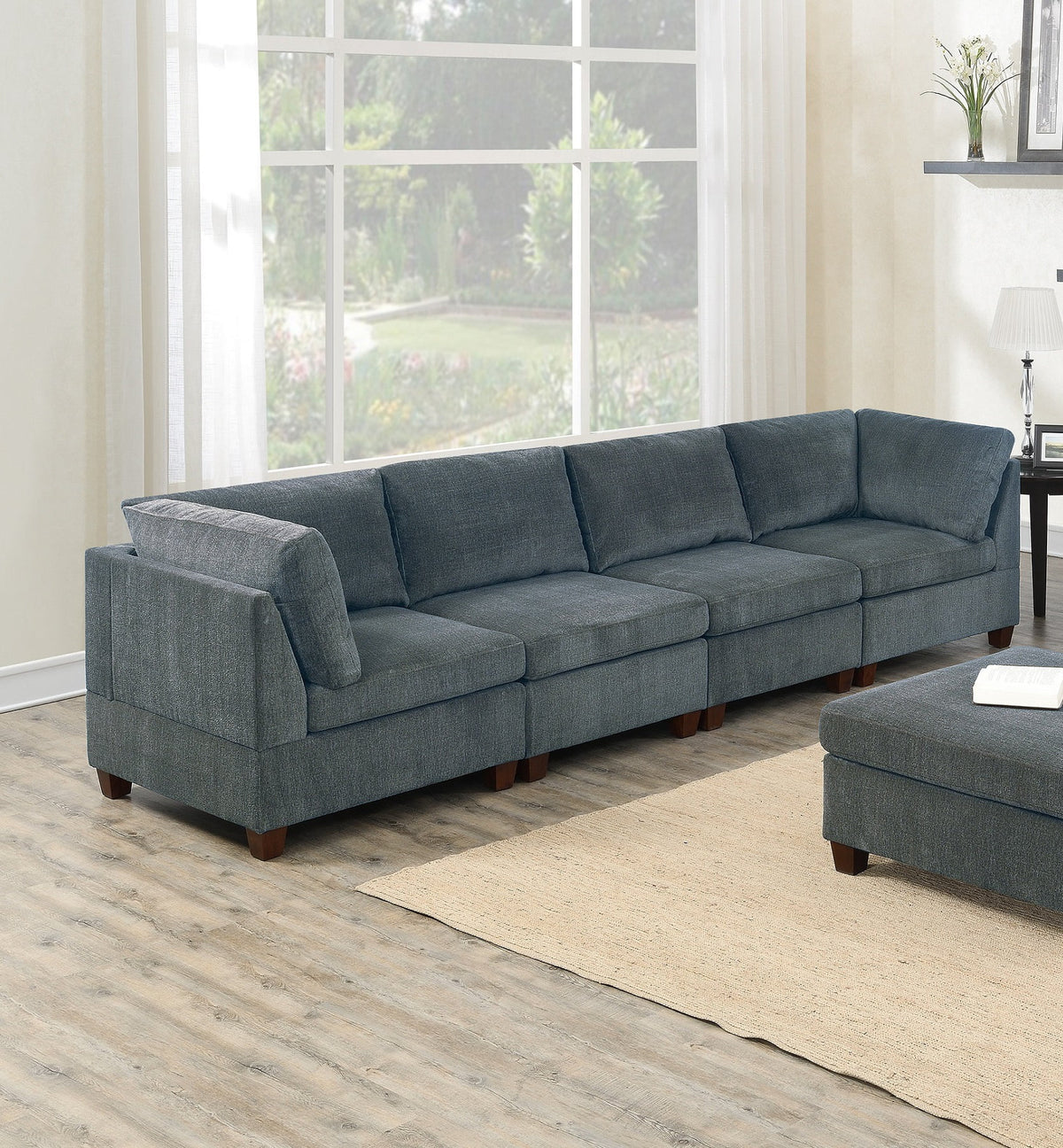 Grey Chenille Modular Sofa Set 8pc X1914