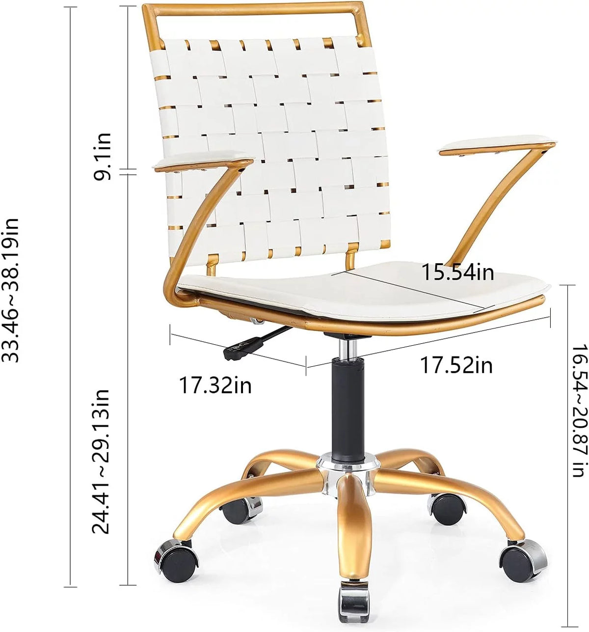 White Ergonomic Leather Office Chair with Lumbar Support K198466