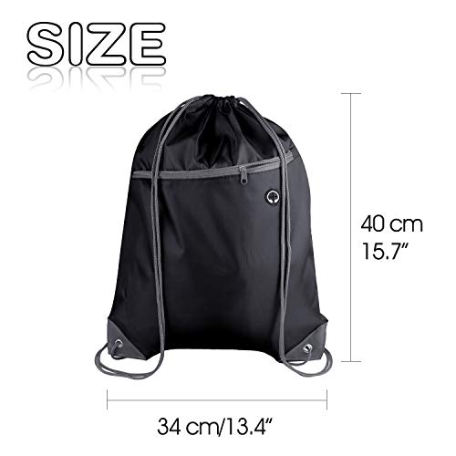 12Pcs Drawstring Backpack Bags with Zipper Pocket and Headphone Hole X242678