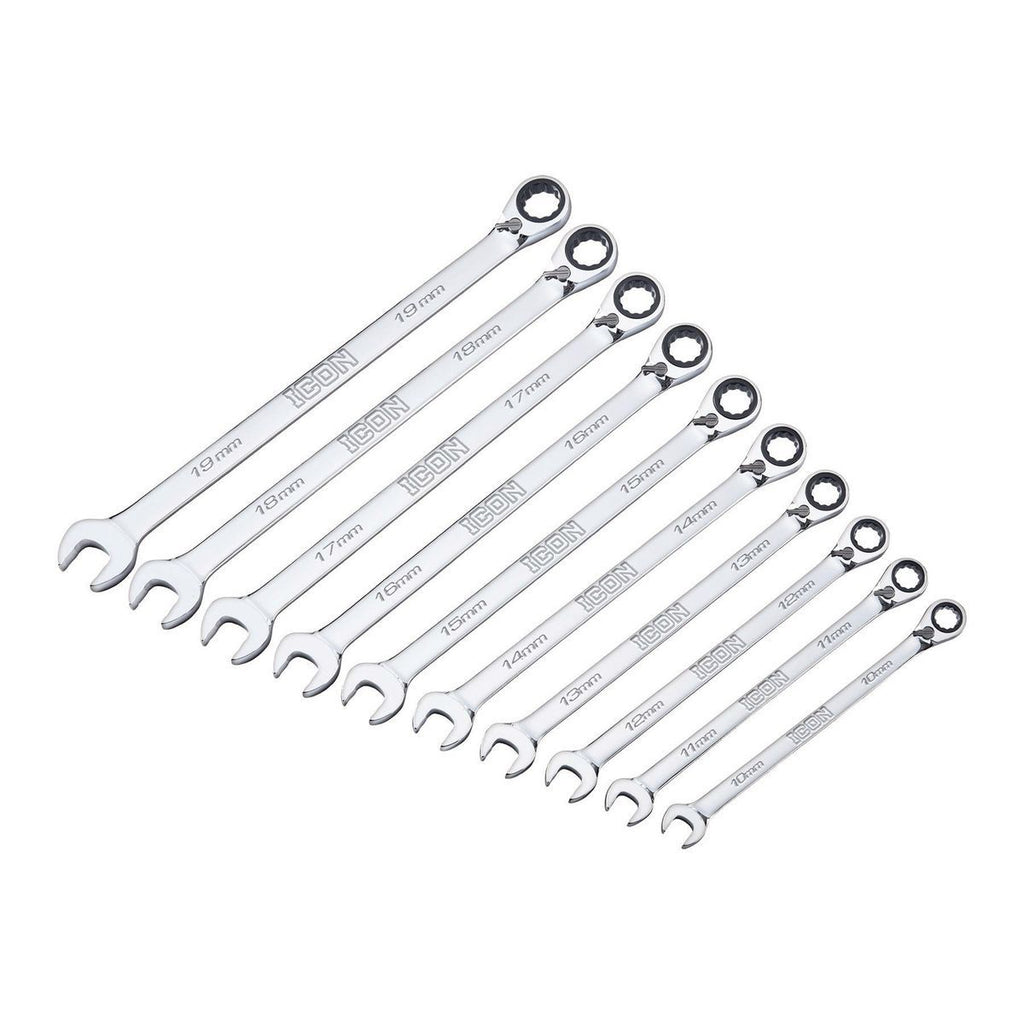 Metric Ratcheting Combination Wrench Set, 10-Piece T7381