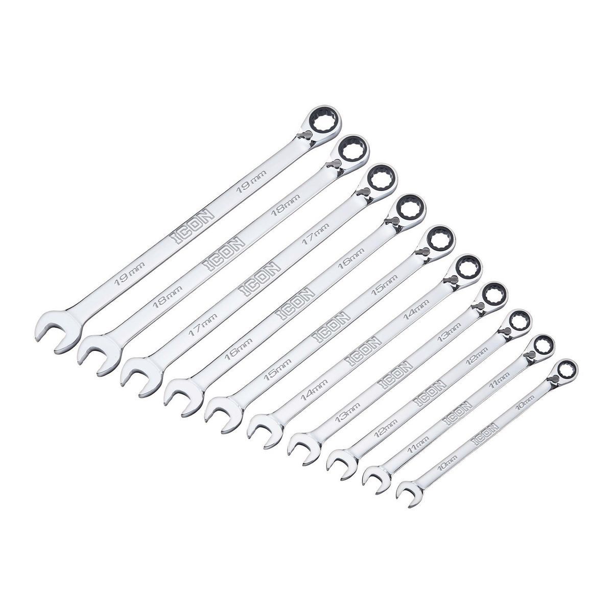 Metric Ratcheting Combination Wrench Set, 10-Piece T7381