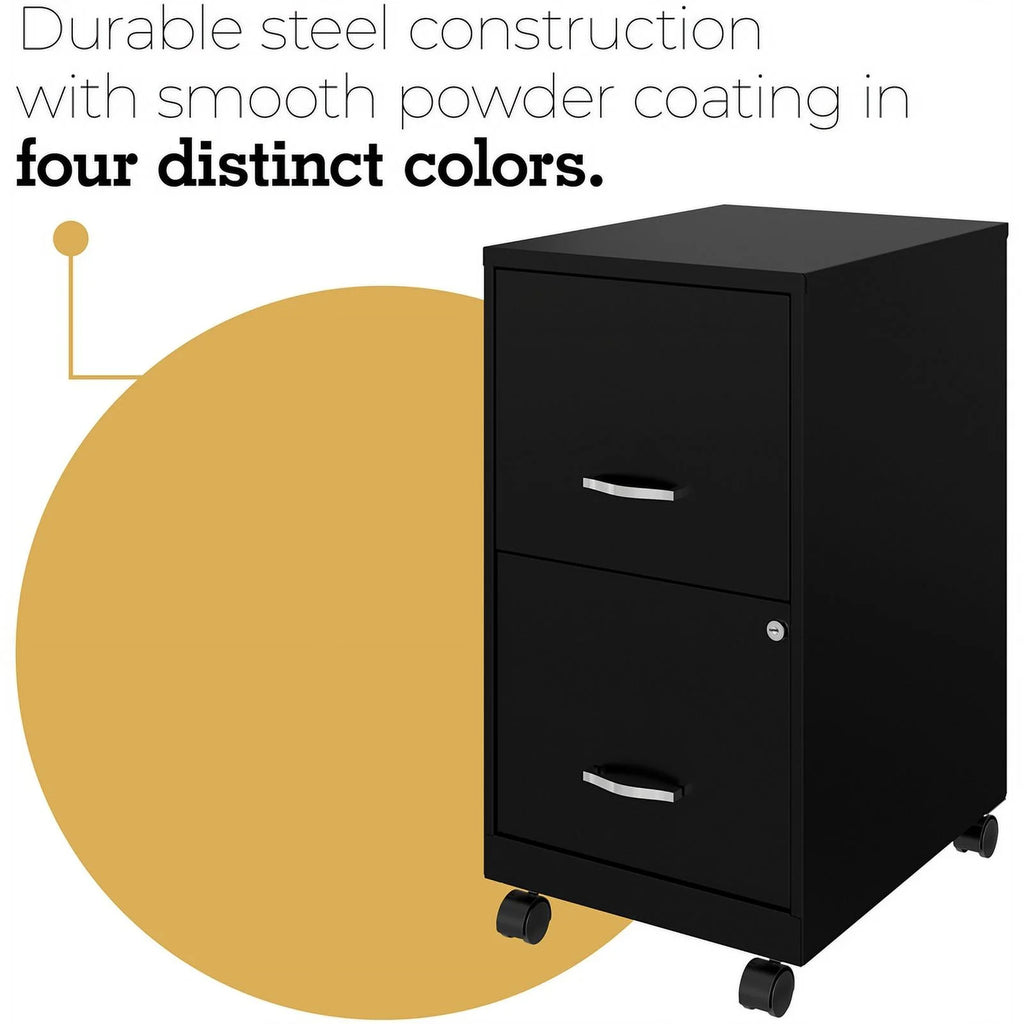 18" 2 Drawer Mobile Metal File Cabinet - Black C65995