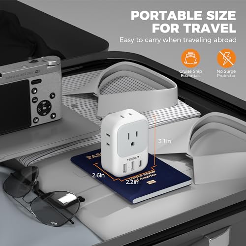 2 Pack European Travel Plug Adapter with 4 Outlets 3 USB Charger Z22237
