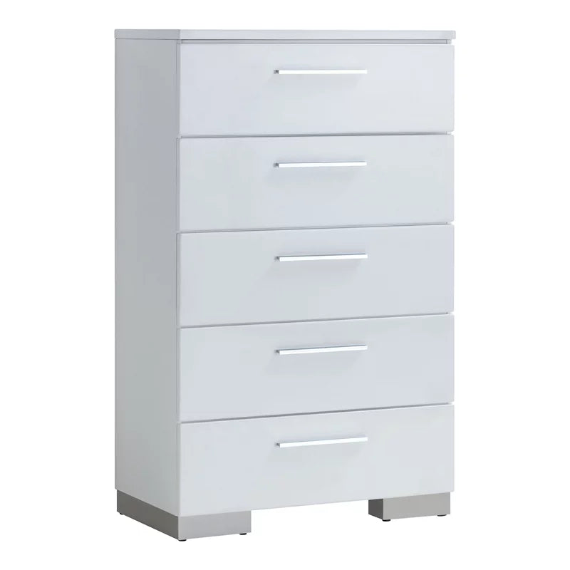 Contemporary Wood 5-Drawer Chest in White X467518