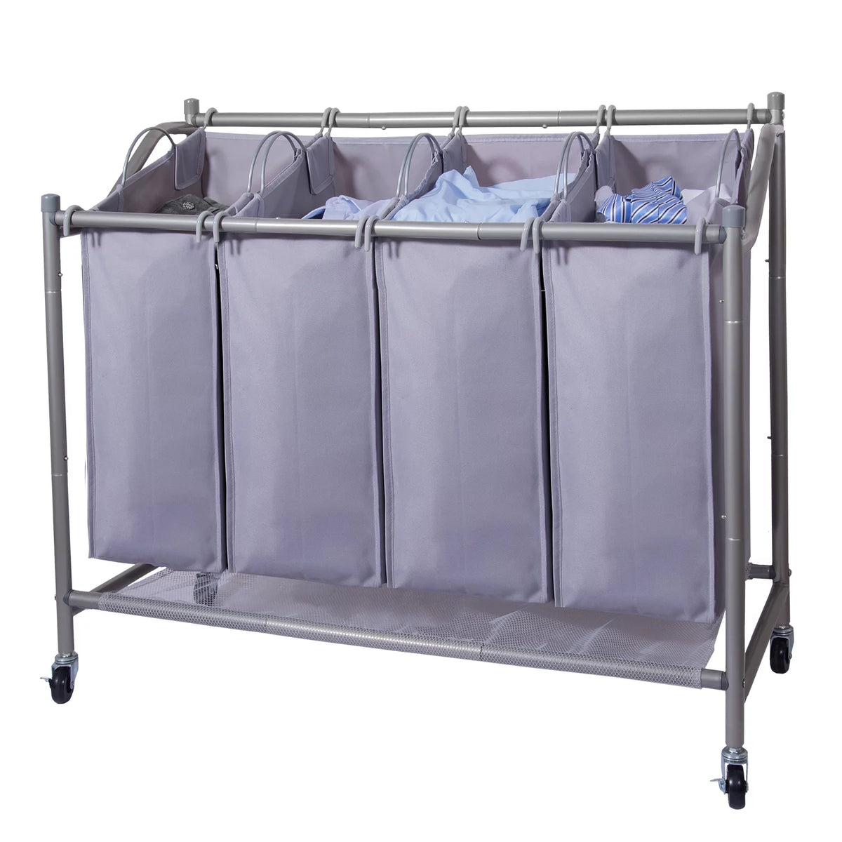 Rolling 4-Bag Laundry Sorter Cart with Wheels R26989