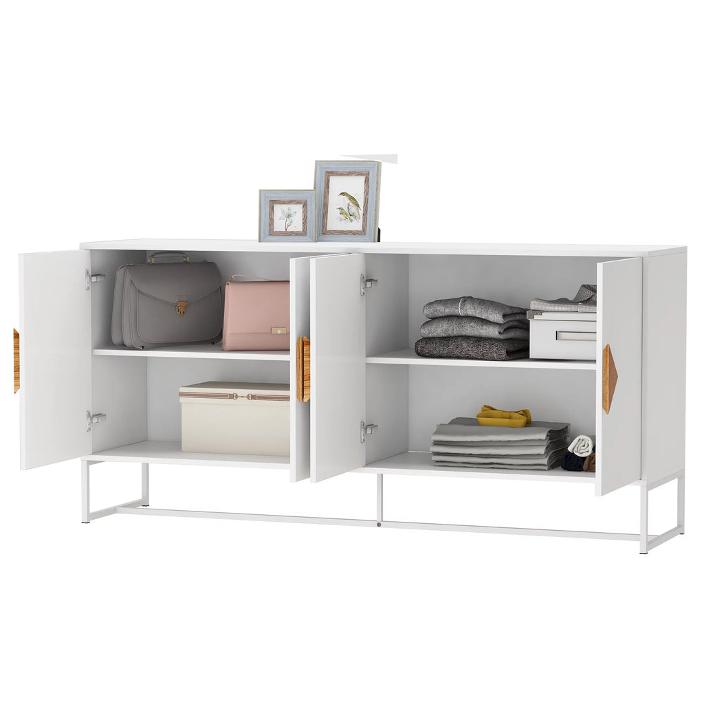 White Storage Sideboard Cabinet with 4 Doors F1918