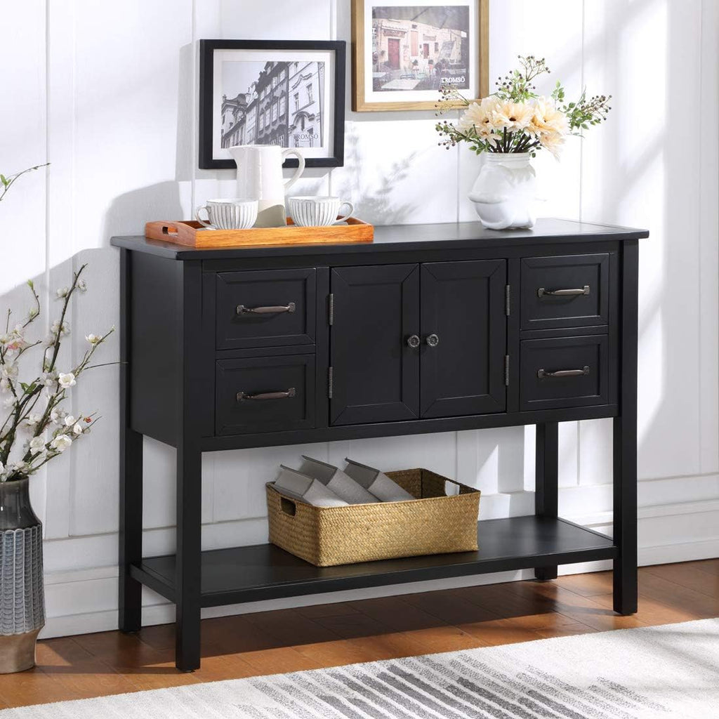 Light Green MDF Sideboard Console Table with 6 Drawers R274