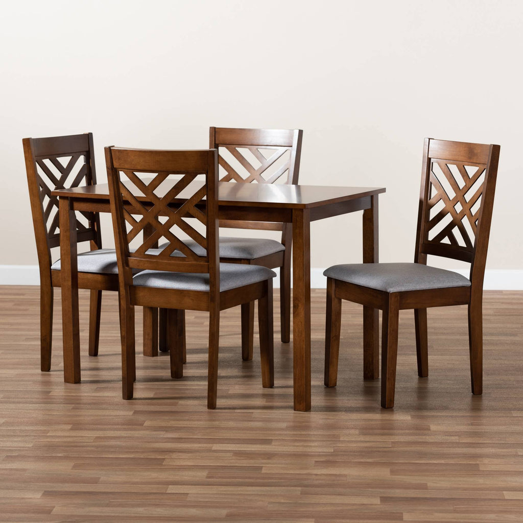 Grey Fabric Upholstered 5-Piece Dining Set V277801