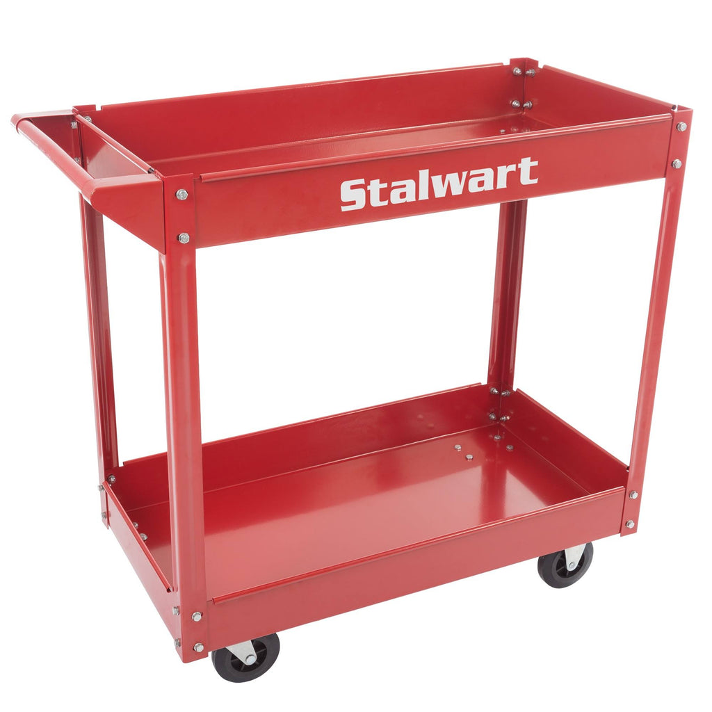 Metal Service Utility Cart with Two Storage Tray Red H3851