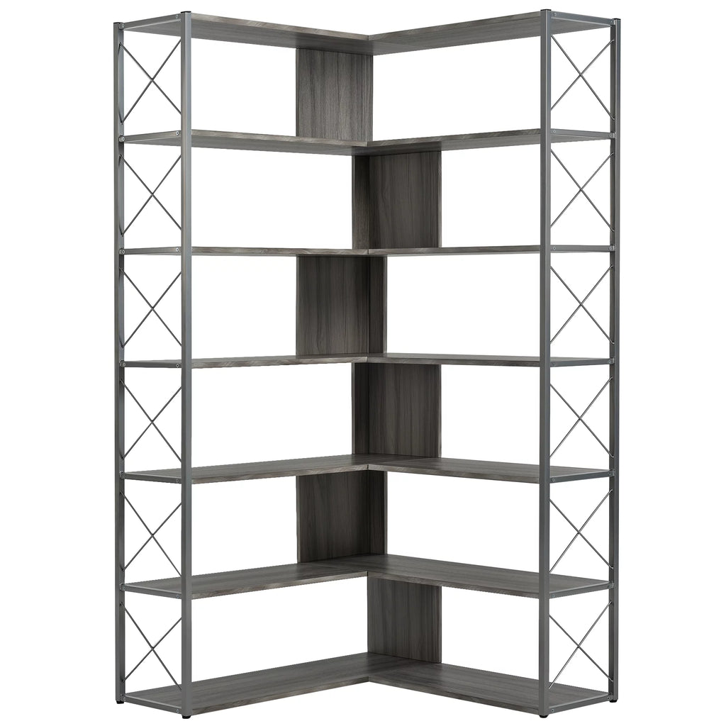 L-Shaped Corner Bookshelf with Metal Frame J2871