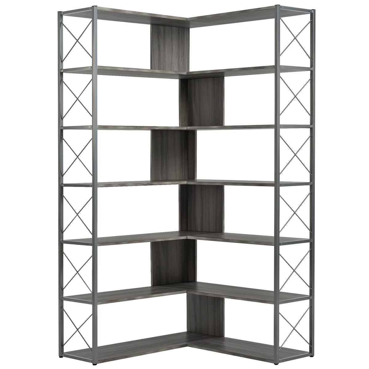 L-Shaped Corner Bookshelf with Metal Frame J2871