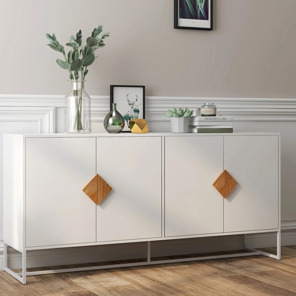 White Storage Sideboard Cabinet with 4 Doors F1918
