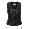 Ladies Leather Vest with Side Laces XXL Black U816