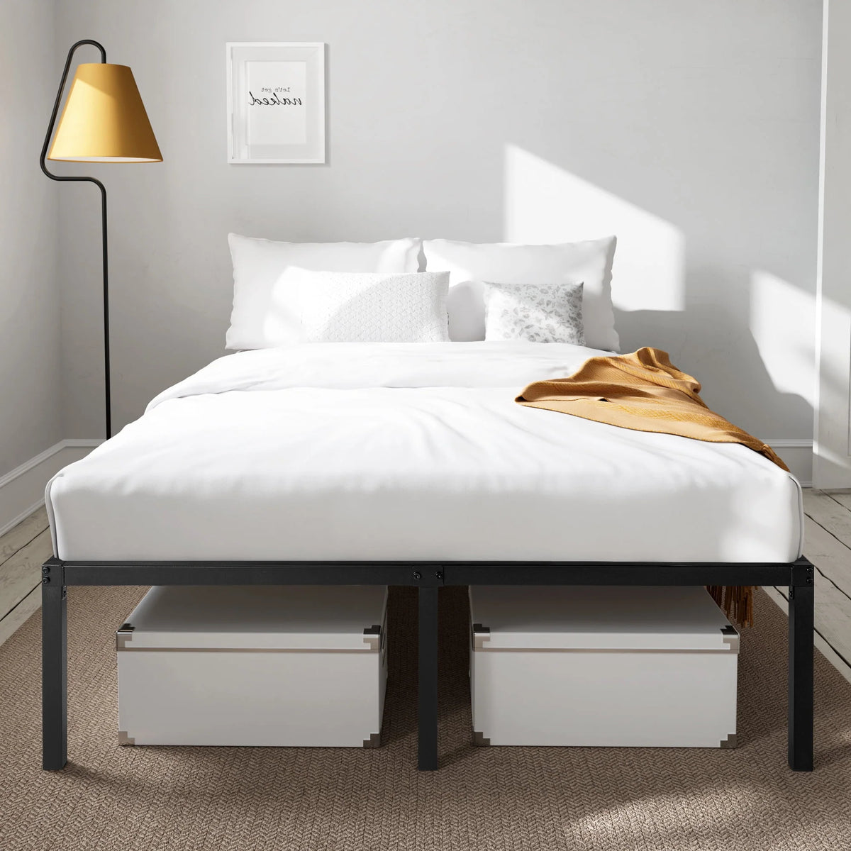 Heavy Duty Full Size Metal Platform Bed Frame with Under Bed Storage F9213