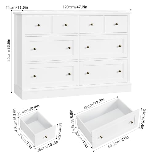 8 Drawer Walnut Wood Dresser F3831