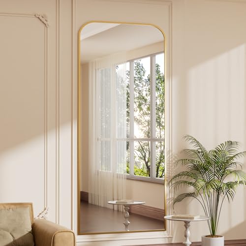 56"x21" Gold Domed Top Floor Mirror with Stand Z401