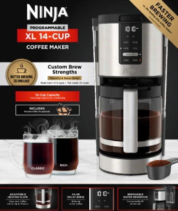 14-Cup Programmable Coffee Maker with Glass Carafe S555