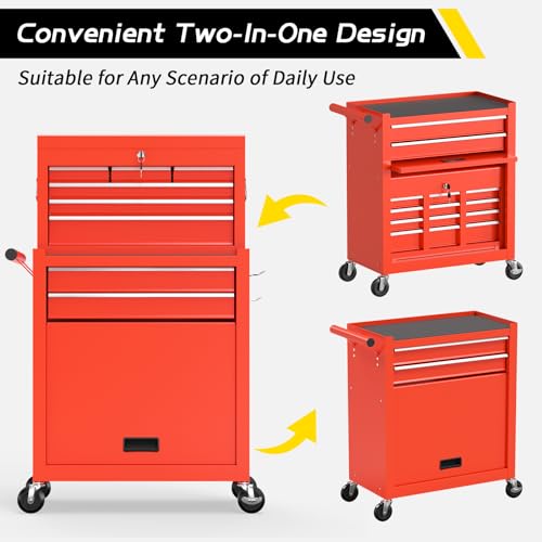 8 Drawer Rolling Metal Tool Chest with Wheels M5083