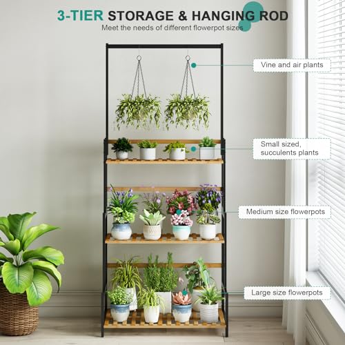 3 Tier Bamboo Foldable Plant Stand Shelf Rack V6749