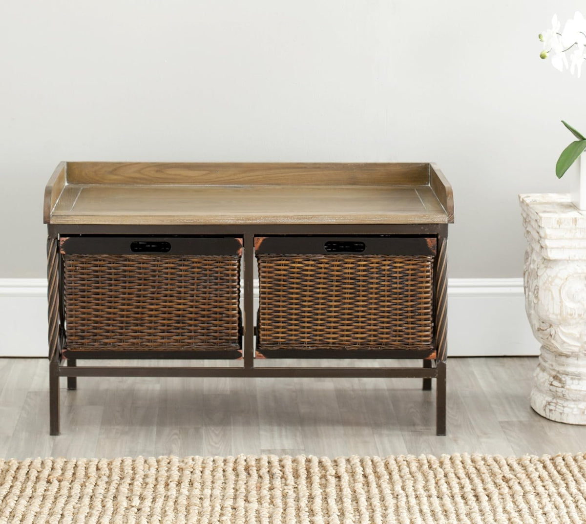 Antique Pewter French Grey Storage Bench A101571