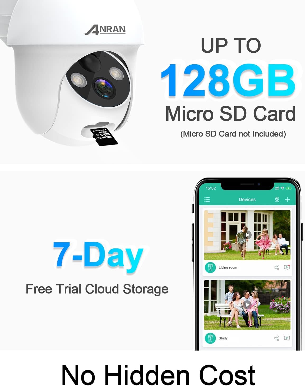 Wireless Outdoor Security Camera with 360° View, Solar, Color Night Vision, IP65 H4161