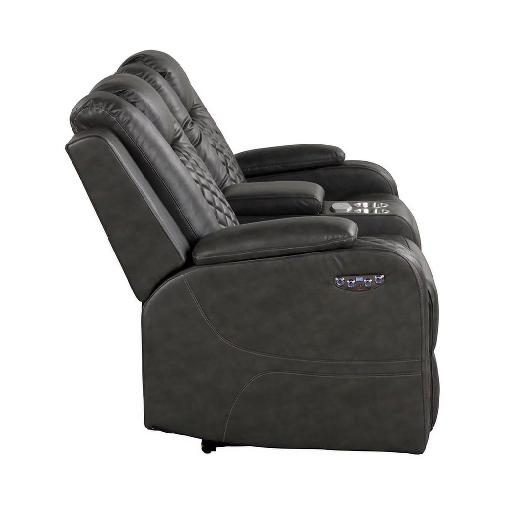 Gray Faux Leather Power Recliner N255077