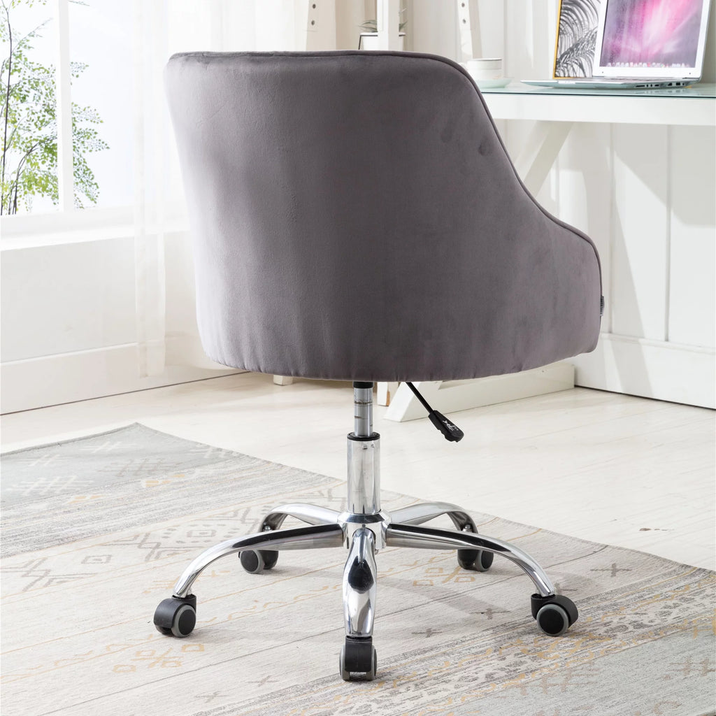 Dark Gray Velvet Swivel Accent Chair with Wheels Q506844