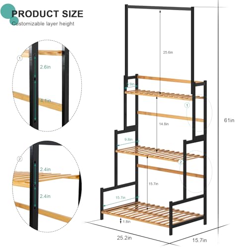 3 Tier Bamboo Foldable Plant Stand Shelf Rack V6749