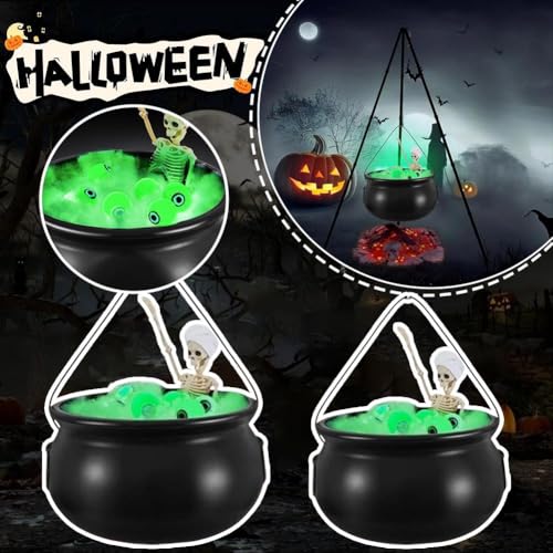 Large Witch Cauldron with Tripod Stand and Eyeballs Lights S976580