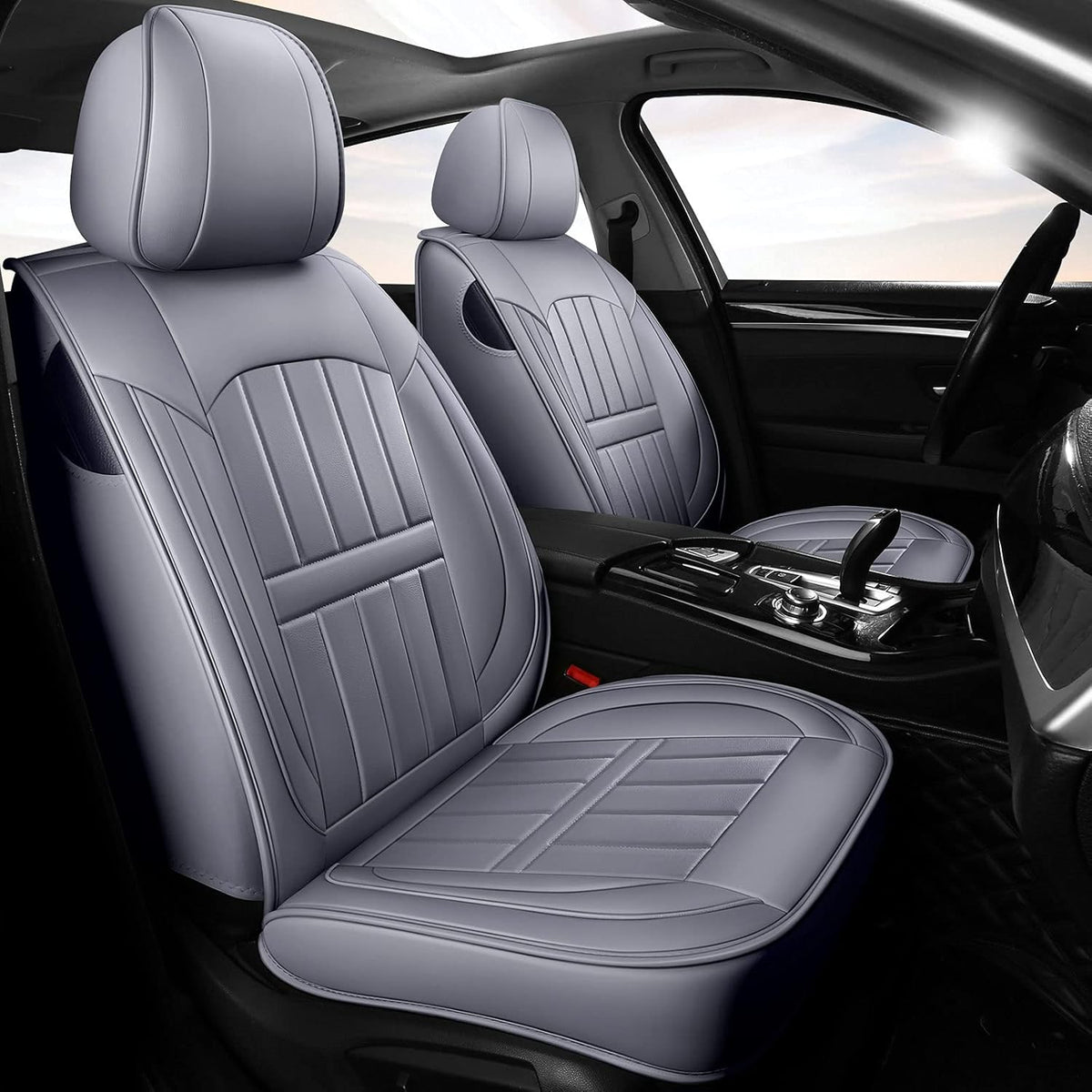 Beige Leather Car Seat Covers Full Set B72263