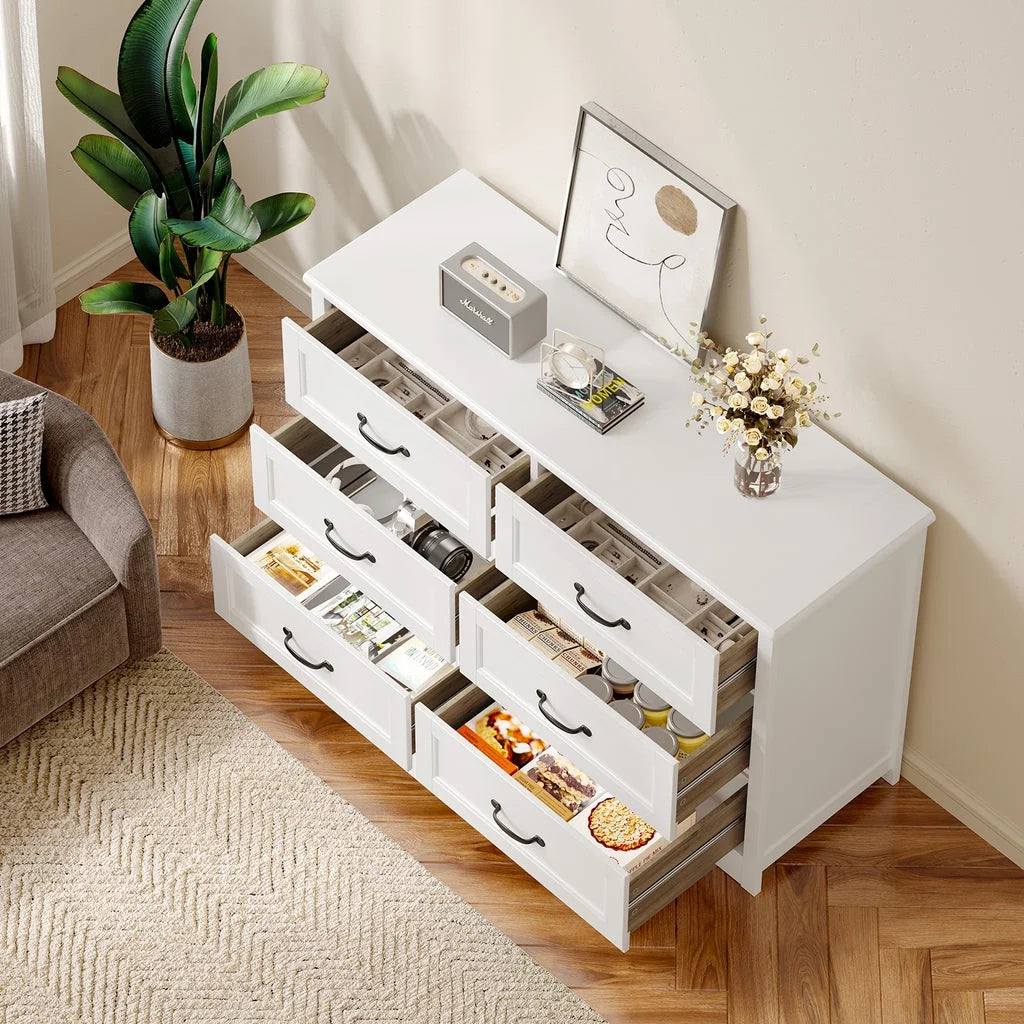 White 6 Drawer Dresser D218