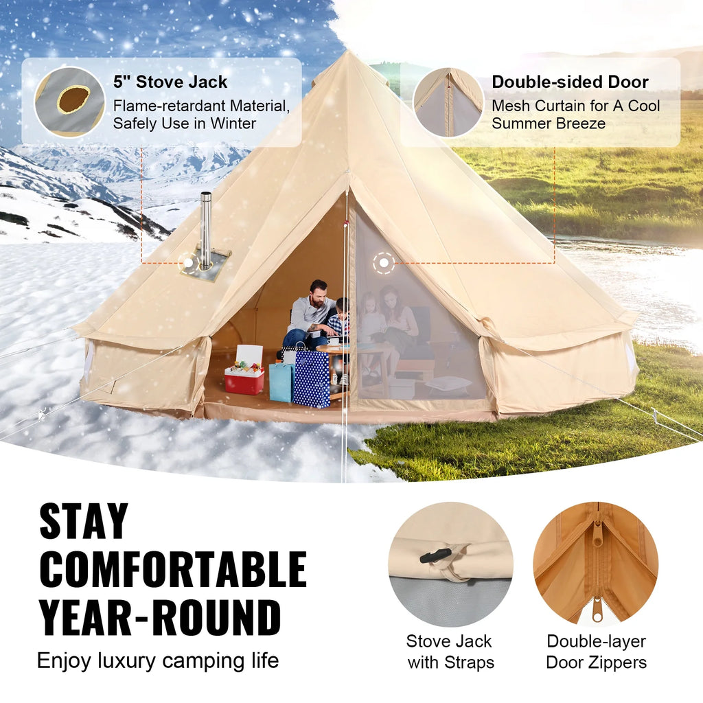 Canvas Bell Tent 4-Season with Stove Jack I488