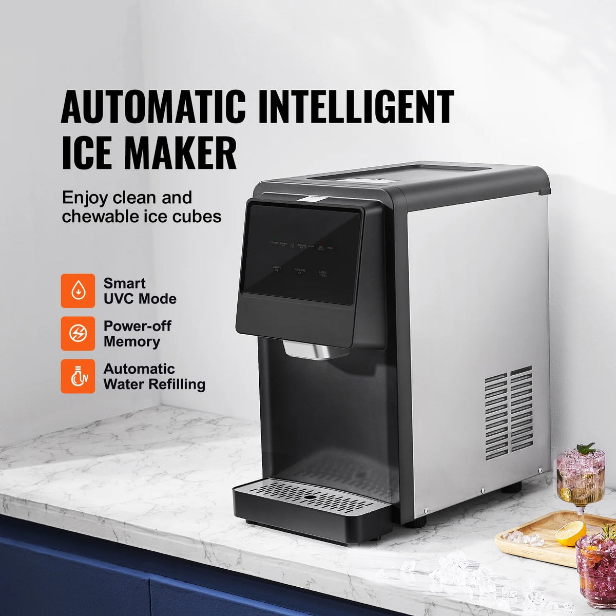 Portable Countertop Ice Maker 62lbs/24H Self-Cleaning M438