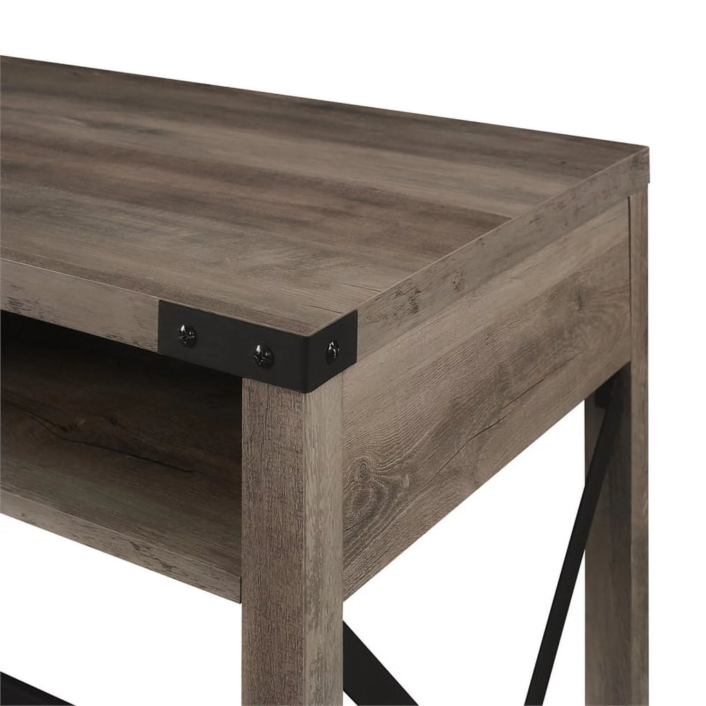 42" Metal and Wood Desk in Gray Wash Q692