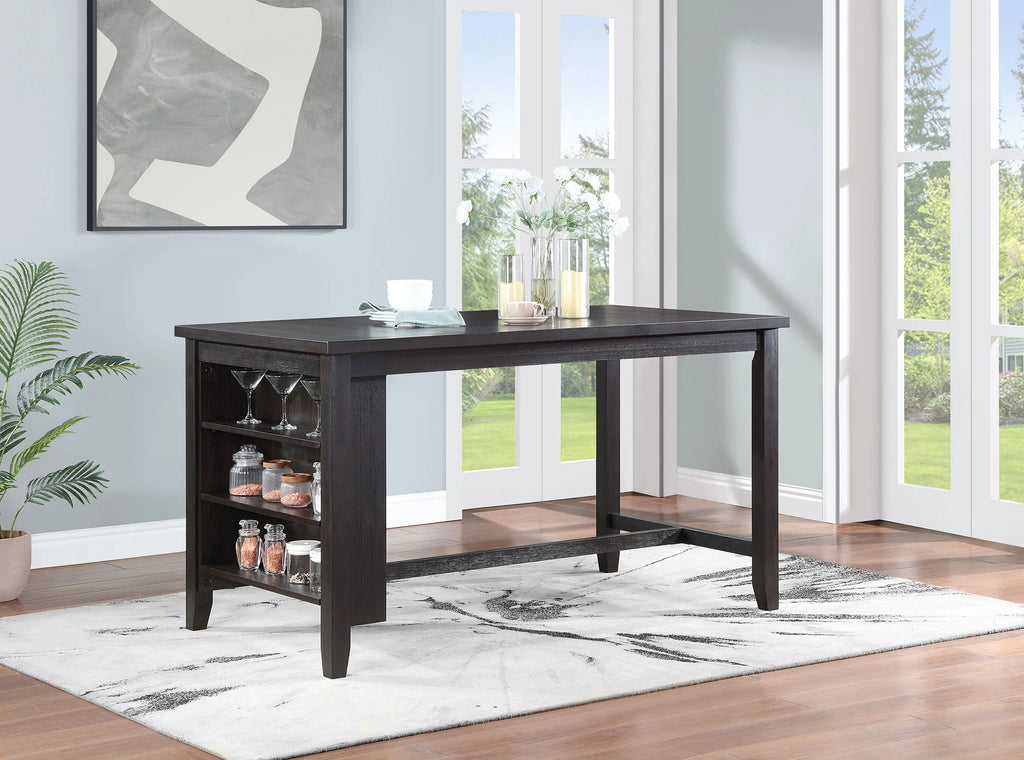 Counter Height Dining Table with Storage Shelves Dark Grey W132