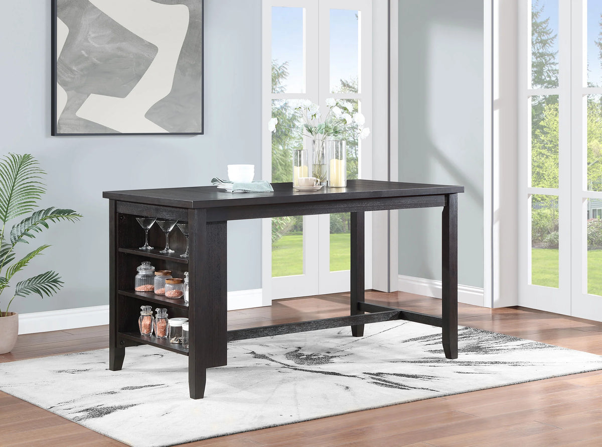 Counter Height Dining Table with Storage Shelves Dark Grey W132