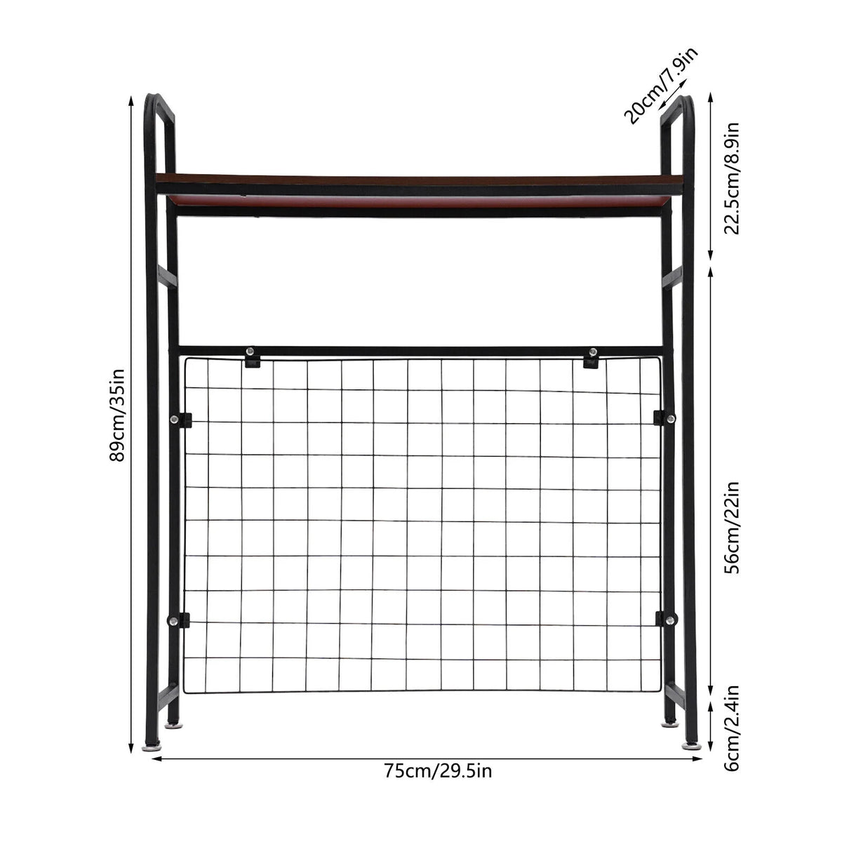 Black Bookshelf with Grid Desk Storage Shelf A222494
