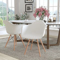 2 Pack Plastic Chair with Wooden Legs White C668961