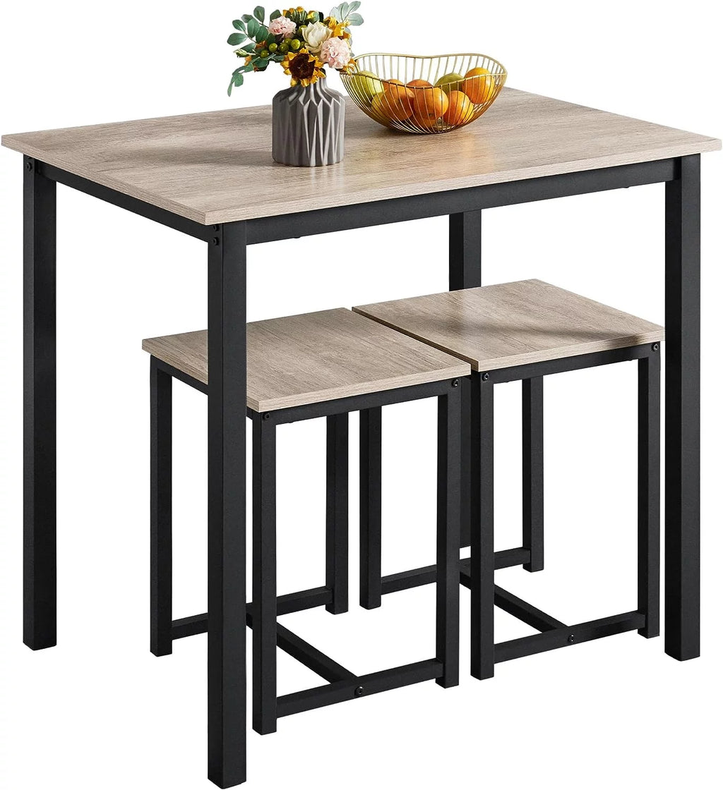 3 Piece Drift Brown Dining Table Set with 2 Stools I2229