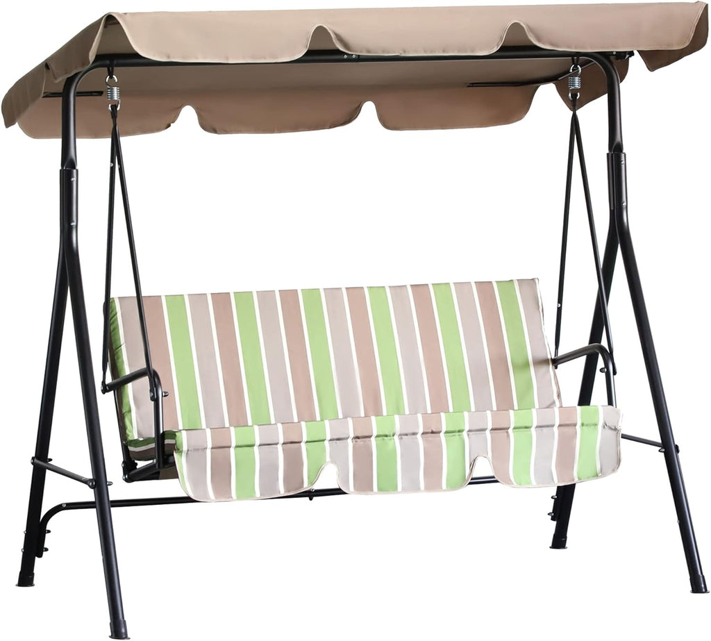 Grey 3-Person Porch Swing with Canopy R57580