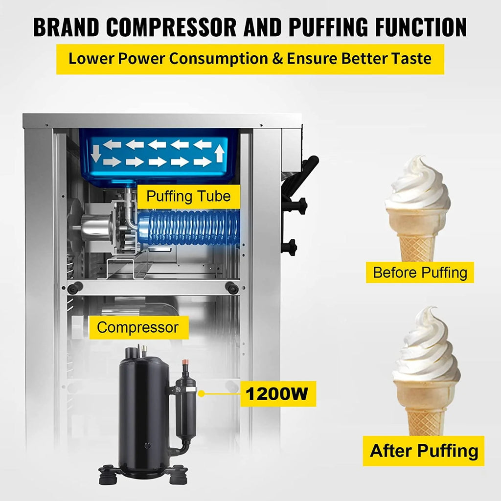 Commercial Ice Cream Maker 4.7-5.3 Gallons Per Hour 1800W Stainless Steel V98460