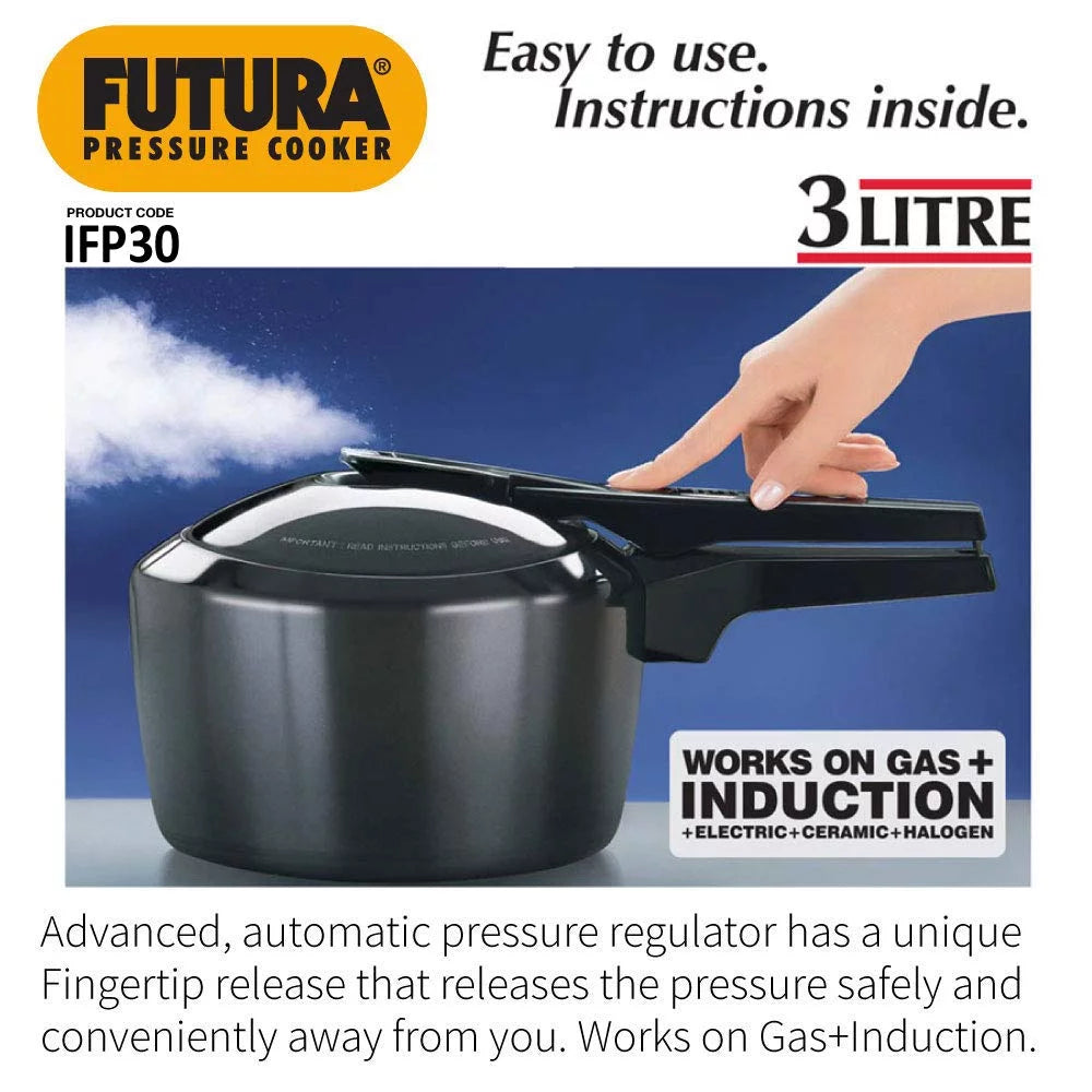 Hard Anodised Aluminium Induction Compatible 3 Litre Pressure Cooker H906