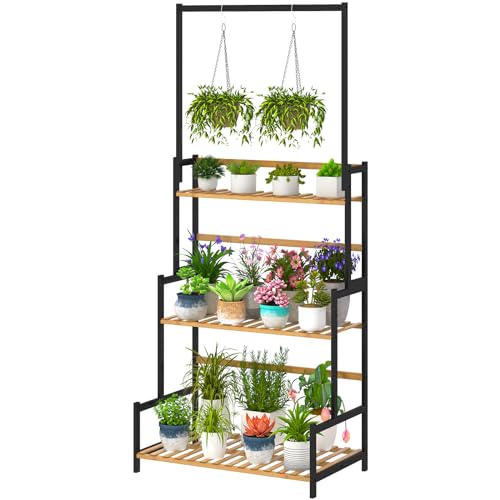 3 Tier Bamboo Foldable Plant Stand Shelf Rack V6749