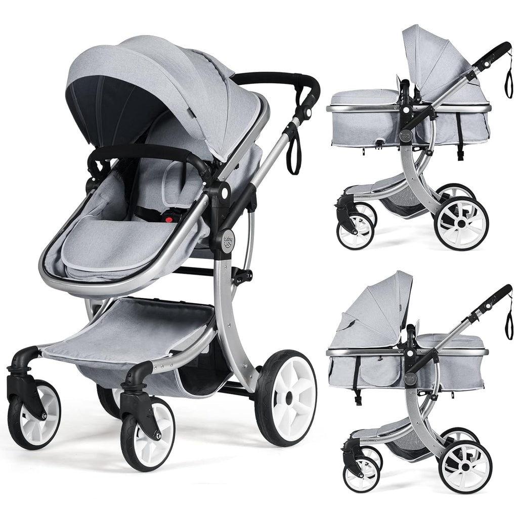 2-in-1 Reversible Bassinet Reclining Baby Stroller with Canopy I8984