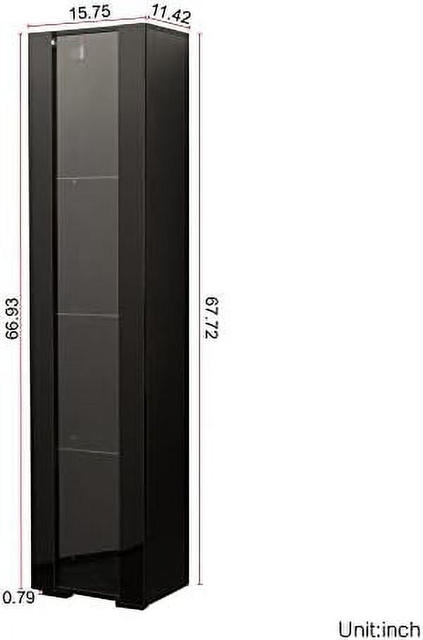 4-Tier Wooden Bookshelf Bookcase with Adjustable Shelves and LED Light M7157
