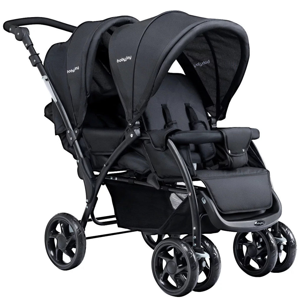 Double Stroller Foldable Lightweight Black G496776