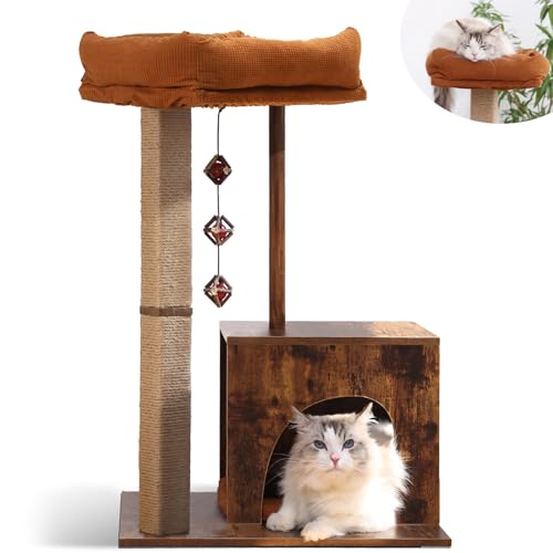 Modern Wooden Cat Scratching Post with Silvervine Balls C5594