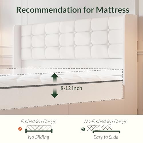 Queen Size White Velvet Upholstered Platform Bed Frame with 4 Storage Drawers P144410