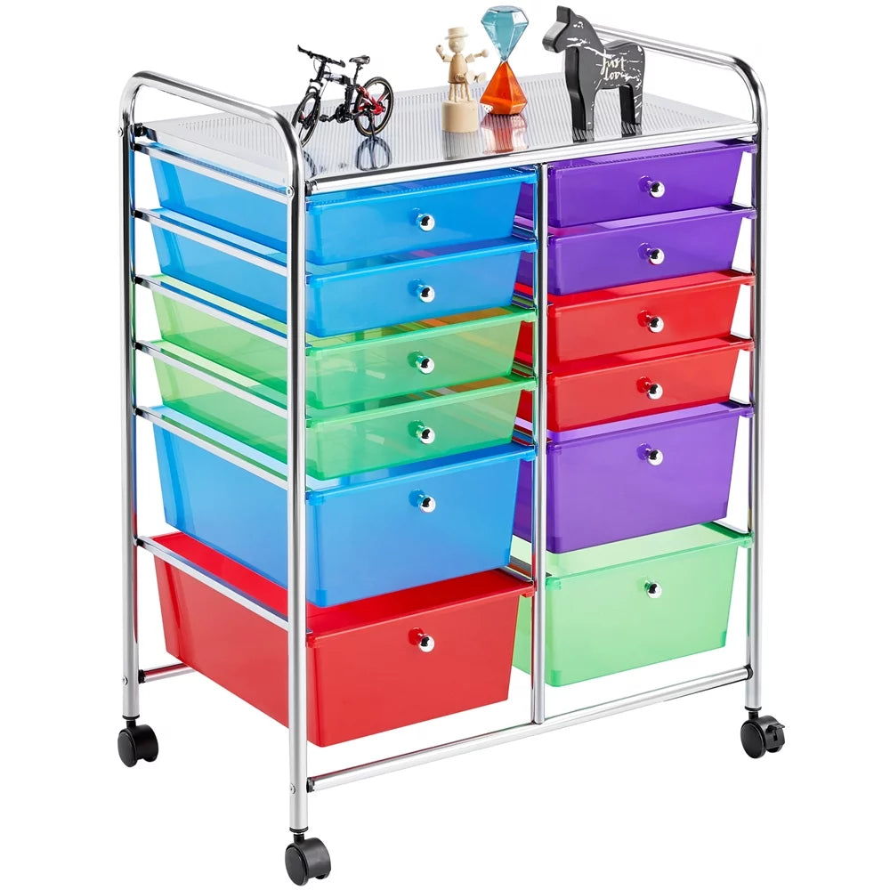 12 Drawer Rolling Storage Cart, Black X740843