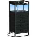 White Fabric Vertical Dresser with Charging Station T709148